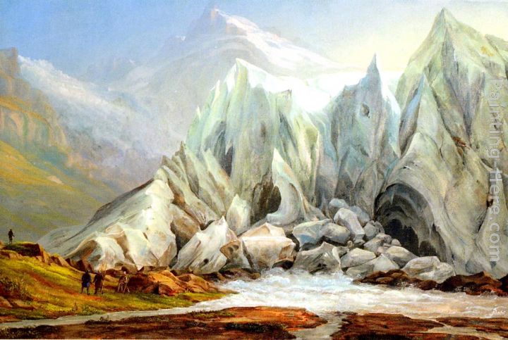 Gletscher Landschaft painting - Schweizer Schule Fruhes Gletscher Landschaft art painting